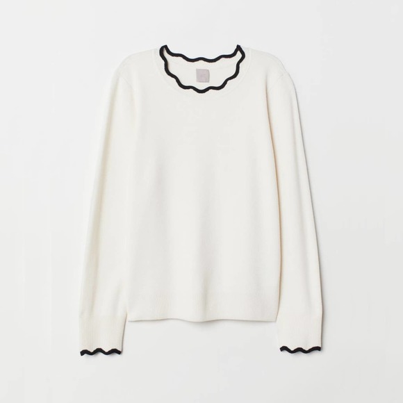 H&M Sweaters Hm White Black Collar Turtleneck Sweater Twee Peter